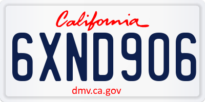 CA license plate 6XND906