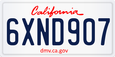 CA license plate 6XND907