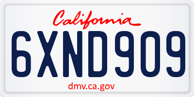 CA license plate 6XND909