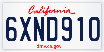 CA license plate 6XND910
