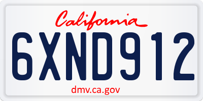 CA license plate 6XND912