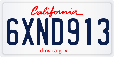 CA license plate 6XND913