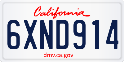 CA license plate 6XND914