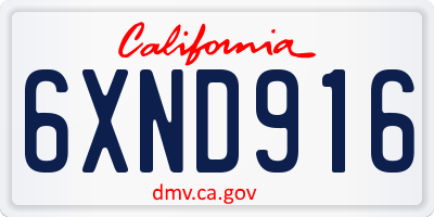 CA license plate 6XND916