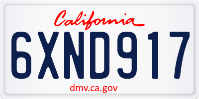 CA license plate 6XND917