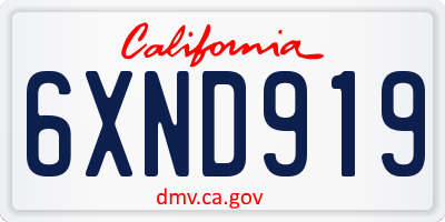 CA license plate 6XND919