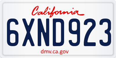 CA license plate 6XND923
