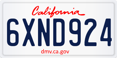 CA license plate 6XND924