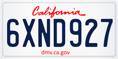CA license plate 6XND927