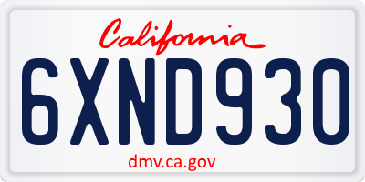 CA license plate 6XND930