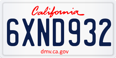 CA license plate 6XND932