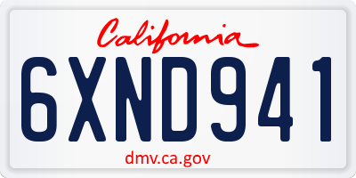 CA license plate 6XND941