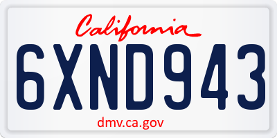 CA license plate 6XND943