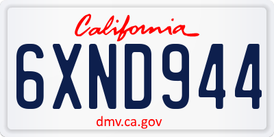 CA license plate 6XND944