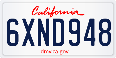 CA license plate 6XND948