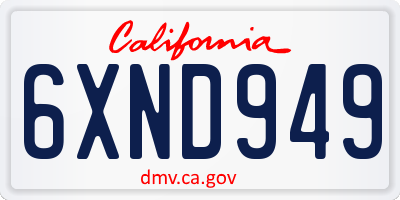 CA license plate 6XND949