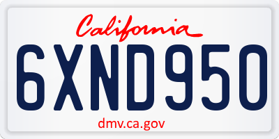 CA license plate 6XND950