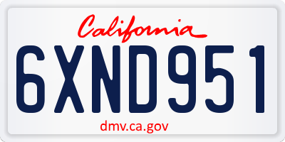 CA license plate 6XND951