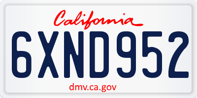 CA license plate 6XND952
