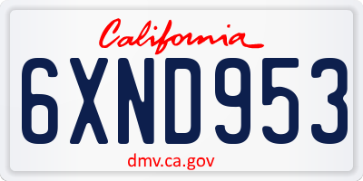 CA license plate 6XND953