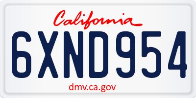 CA license plate 6XND954