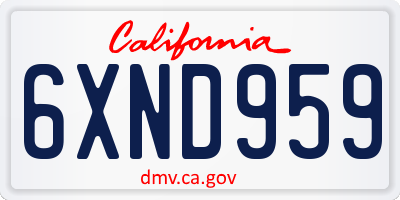 CA license plate 6XND959