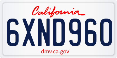 CA license plate 6XND960