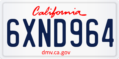 CA license plate 6XND964