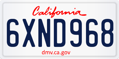 CA license plate 6XND968