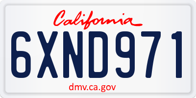 CA license plate 6XND971