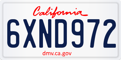 CA license plate 6XND972