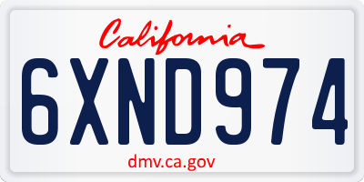 CA license plate 6XND974