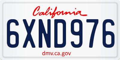 CA license plate 6XND976