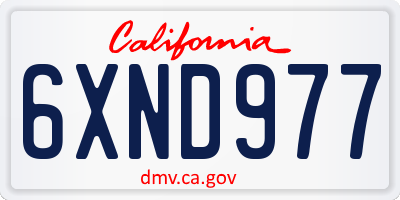 CA license plate 6XND977