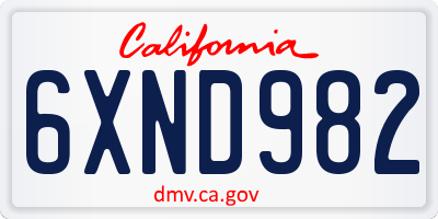 CA license plate 6XND982