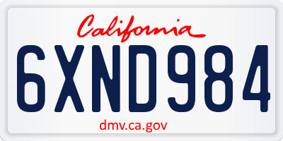 CA license plate 6XND984