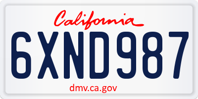 CA license plate 6XND987