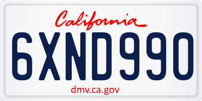 CA license plate 6XND990