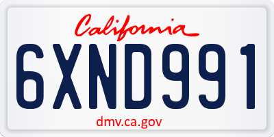 CA license plate 6XND991