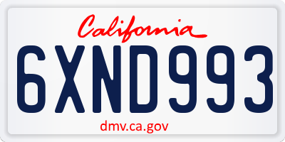 CA license plate 6XND993