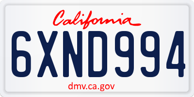 CA license plate 6XND994