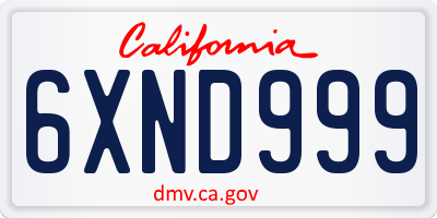 CA license plate 6XND999