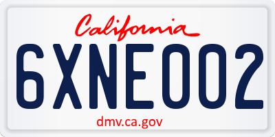 CA license plate 6XNE002