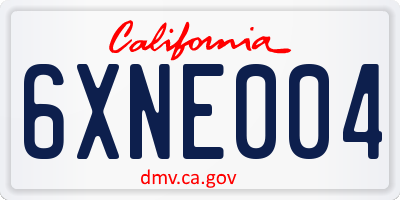 CA license plate 6XNE004