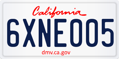 CA license plate 6XNE005