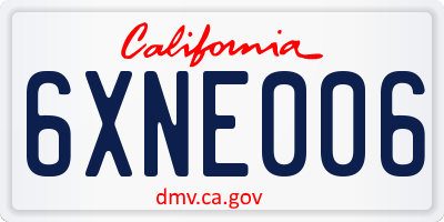 CA license plate 6XNE006