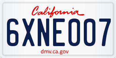 CA license plate 6XNE007