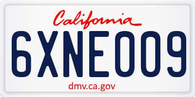 CA license plate 6XNE009