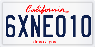 CA license plate 6XNE010