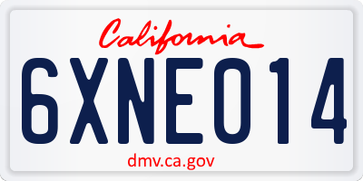 CA license plate 6XNE014
